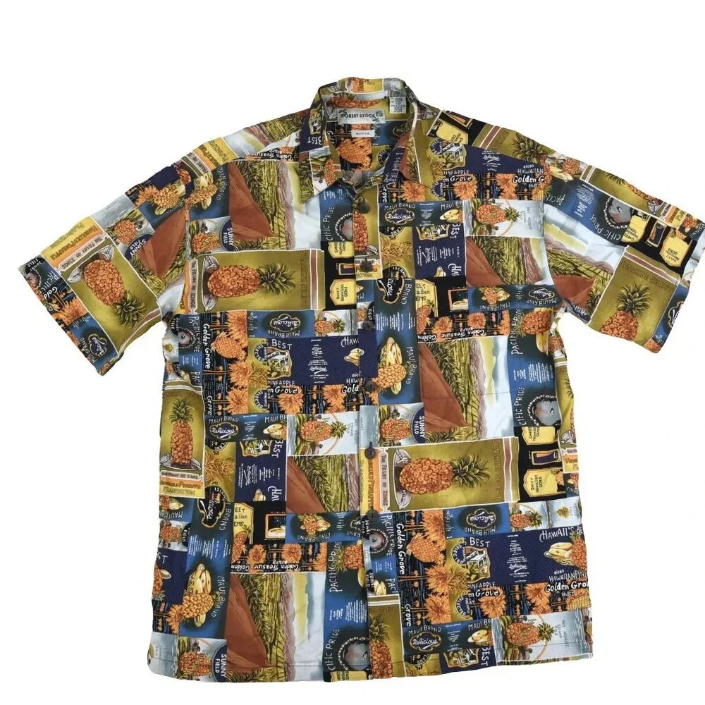 Robert Stock | Collectible Pineapple Propaganda Size Medium Flowy Hawaiian Shirt